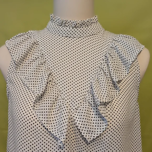 Polka Dot Ruffle Sleeveless Top - Picture 2 of 6